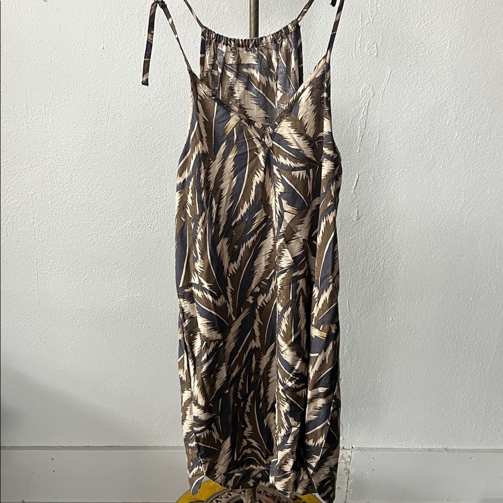 NWT prAna Epicanopy Leaf Print Halter Dress Size S Cafe Panama Black Brown - Picture 5 of 5